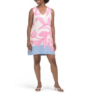 WHITE CLOSET Flowers Linen Blend Sleeveless Printed Mini Dress